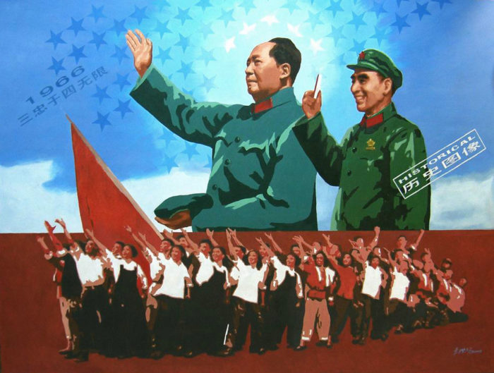 Shengqiang Zhang ( Shanghai), 2008, Mao Zedong,Propagandagemälde, Acryl/Lw., 150 x 200 cm, ohne Keilrahmen und Bilderrahmen