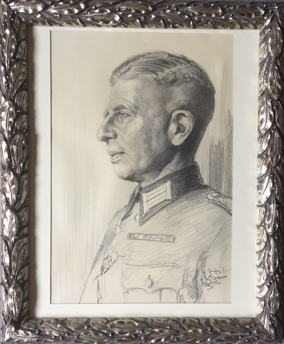 Originale Zeichnung eines deutschen Offiziers, signiert und datiert: Jansen, 1941