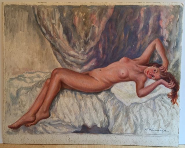 Franz Kienmayer, Liegender Akt, Aquarell, 36 x 50 cm