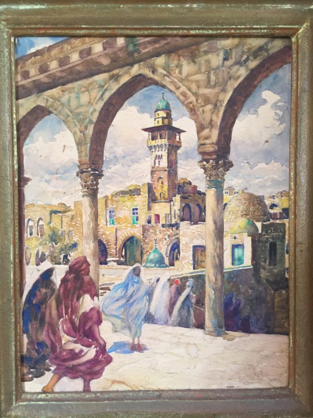 Franz Kienmayer, Tempel in Jerusalem, Aquarell, 45 x 34 cm